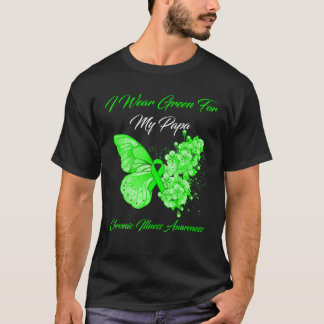 蝶I衣服グリーン私のパパ慢性疾患 Tシャツ
