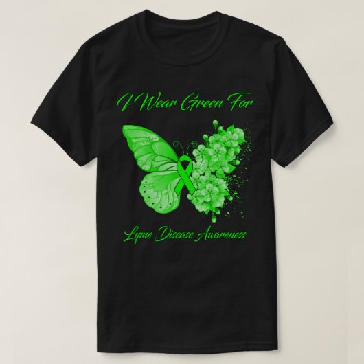 蝶I衣服グリーンforライム病認識度 Tシャツ (デザイン正面)