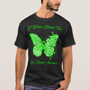 蝶I衣服グリーンforライム病認識度 Tシャツ