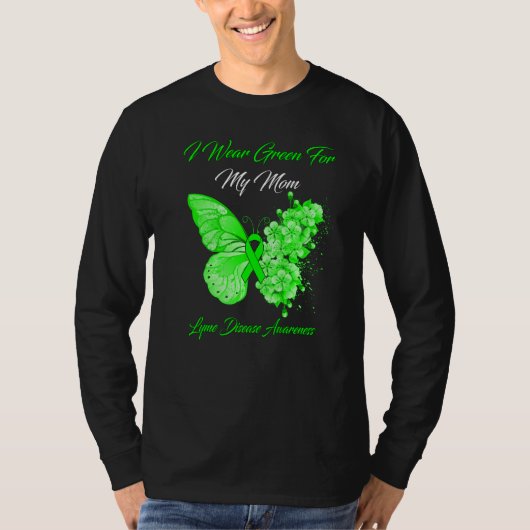 蝶I衣服グリーンfor My Mom Lyme Disease Awa Tシャツ (正面)