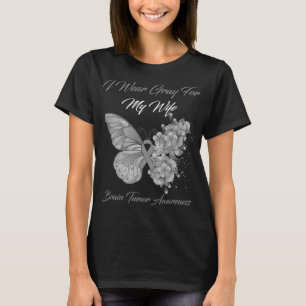 蝶I衣服グレー妻の脳腫瘍 Tシャツ
