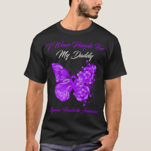 蝶I衣服パープル私のパパ片頭痛の頭 Tシャツ