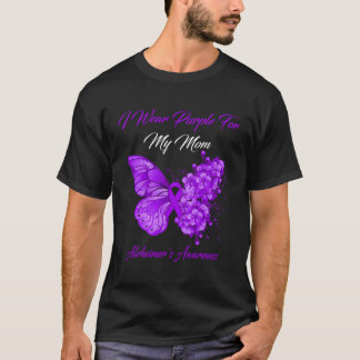 蝶I衣服パープル私の母アルツハイマーのAwa Tシャツ
