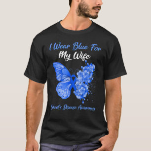 蝶I衣服ブルー私の妻ベーチェット病 Tシャツ