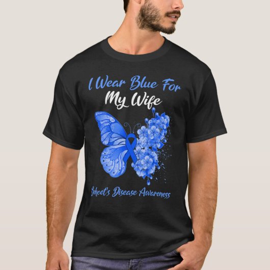 蝶I衣服ブルー私の妻ベーチェット病 Tシャツ (正面)