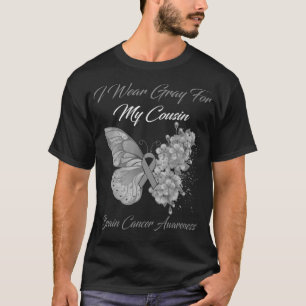 蝶I衣服灰色のいとこの脳がんA Tシャツ