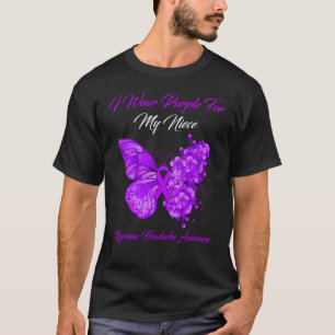 蝶I衣服紫のための私の姪の片頭痛の頭 Tシャツ