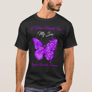 蝶I衣服紫のための私の息子の片頭痛ヘッドアック Tシャツ