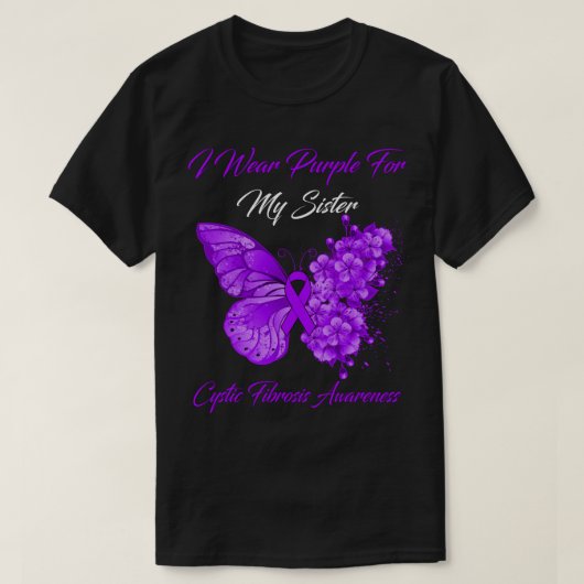 蝶I衣服紫の私の妹の嚢胞性線維素 Tシャツ (デザイン正面)