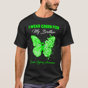 蝶I衣服緑色の私の兄の脳損傷 Tシャツ
