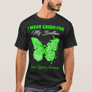 蝶I衣服緑色の私の兄の脳損傷 Tシャツ