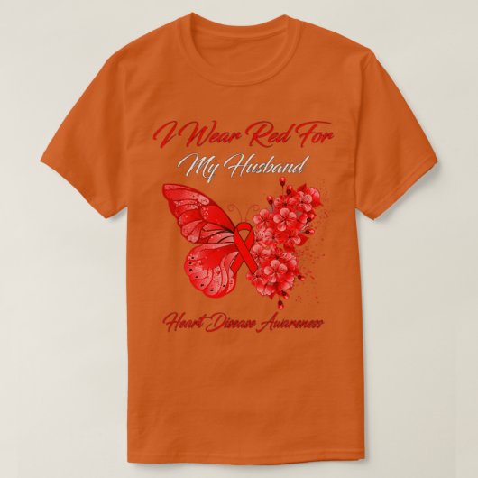 蝶I衣服赤のために私の夫のハート病 Tシャツ (デザイン正面)