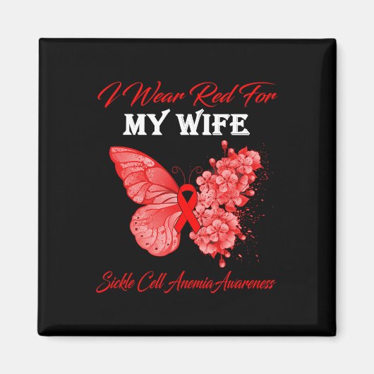 蝶I衣服赤のために私の妻の鎌細胞Anemi マグネット (正面)