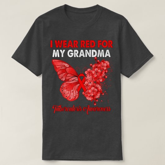 蝶I衣服赤のためのおばあちゃん結核A Tシャツ (デザイン正面)