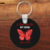 蝶I衣服赤のための私の母の脳卒中認識度 キーホルダー (正面)