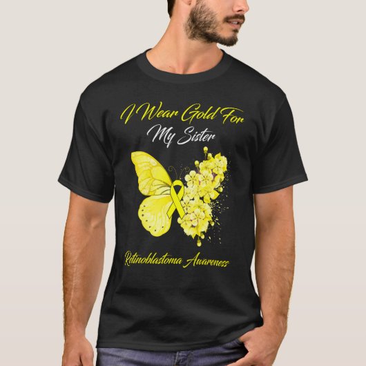 蝶I衣服金ゴールド私の妹の網膜芽細胞腫 Tシャツ (正面)