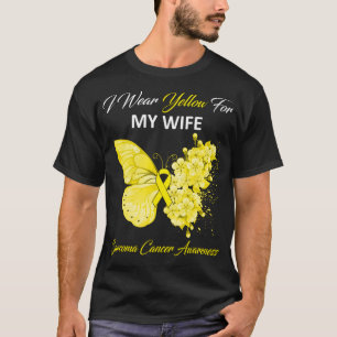 蝶I衣服黄色の私の妻の肉腫がん Tシャツ