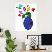 蝶nトンボバラ花瓶ポスター ポスター (ホームオフィス)