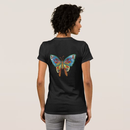 蝶Tシャツとの感動的な引用文 Tシャツ (裏面フル)