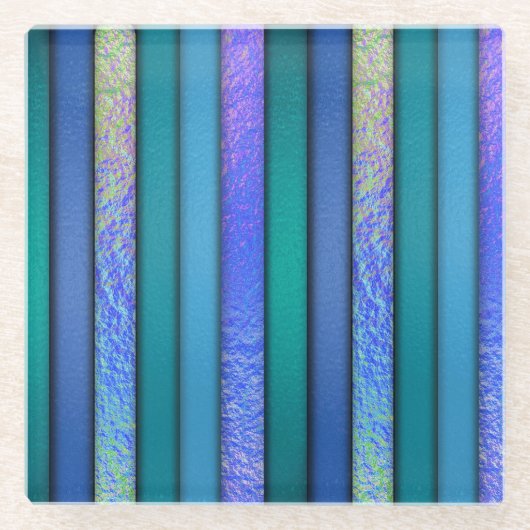 融合ガラスルックアート海ブルース ガラスコースター (正面)