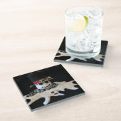 **融解雪だるま**コースター ガラスコースター (アングル)