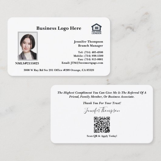 融資担当者名刺 名刺 (正面/裏面)