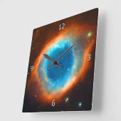 螺旋形の星雲 スクエア壁時計 (傾斜)