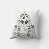 、螺線形のクリスマスツリー、白い投球枕黒くして下さい クッション (裏面)