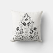 、螺線形のクリスマスツリー、白い投球枕黒くして下さい クッション (正面)