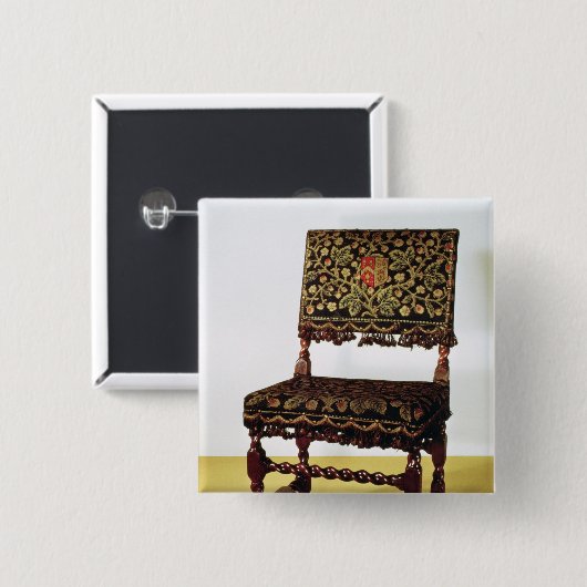 螺線形の伸張器が付いている椅子、17世紀後半 缶バッジ (正面&裏面)