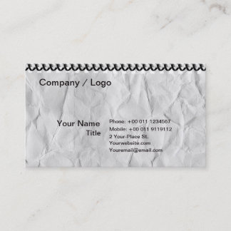 螺線形の古いペーパーノート 名刺