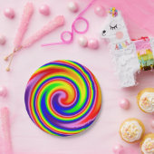 螺線形の渦巻の柔らかい焦点の虹はお祝いを着色します ペーパープレート (パーティー)