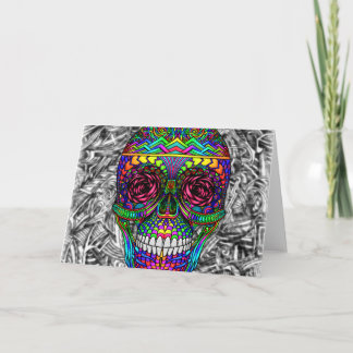螺線形の禅キャンデーのスカルの抽象美術の死んだ頭部 カード