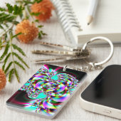 螺線形の虹のフラクタル キーホルダー (正面右)