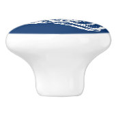 螺線形の貝殻のブロックプリント、コバルトブルーおよび白 セラミックノブ (側面)