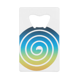 螺線形の青および緑 クレジットカード栓抜き