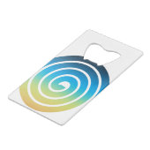 螺線形の青および緑 クレジットカード栓抜き (裏面アングル)