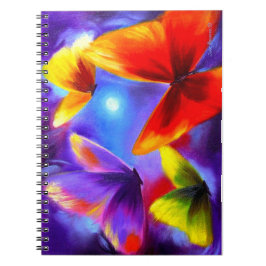 螺線形ノートのカラフルな蝶絵画の芸術 ノートブック