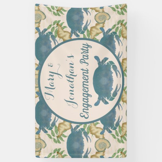 蟹の宴-水彩のブルークラブ、婚約 横断幕 (縦)