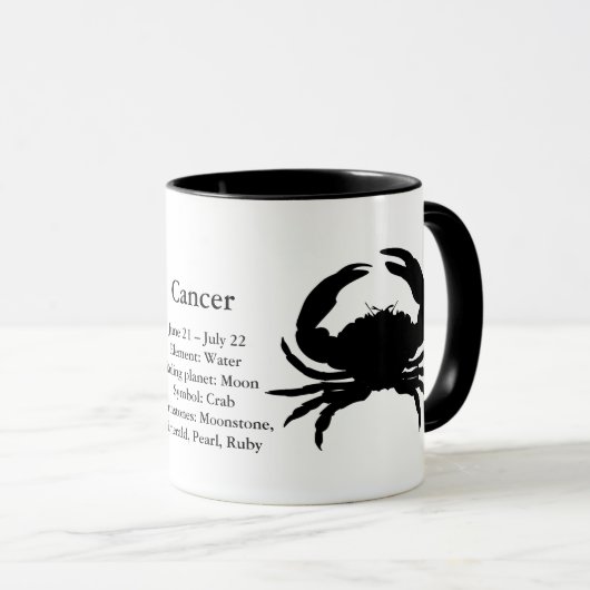 蟹座のカニの記号の(占星術の)十二宮図の占星術の印のコーヒー マグカップ (正面右)