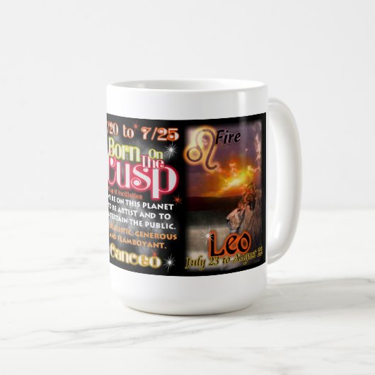 蟹座のレオ大きい15のozのマグのValxartの(占星術の)十二宮図の先端 コーヒーマグカップ (正面右)