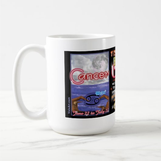 蟹座のレオ大きい15のozのマグのValxartの(占星術の)十二宮図の先端 コーヒーマグカップ (左)