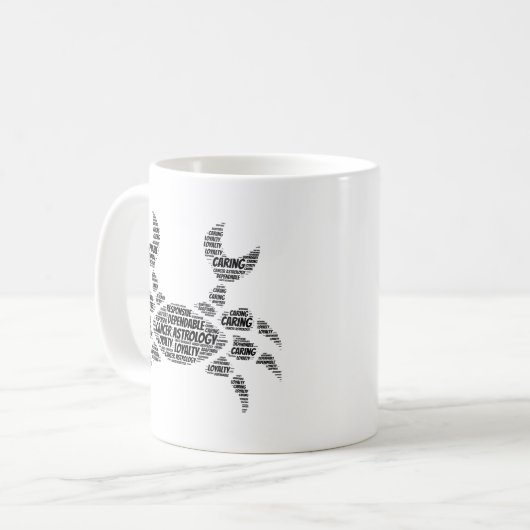 蟹座の占星術の(占星術の)十二宮図の印の単語の雲 コーヒーマグカップ (正面左)