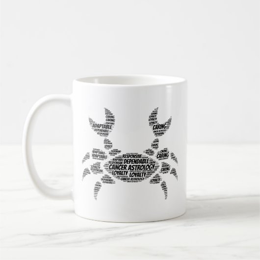蟹座の占星術の(占星術の)十二宮図の印の単語の雲 コーヒーマグカップ (左)