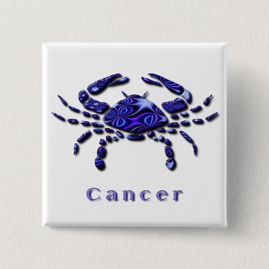 蟹座の印の正方形ボタン 缶バッジ (正面)