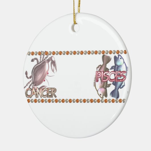 蟹座の魚類の(占星術の)十二宮図の占星術の友情 セラミックオーナメント (左)