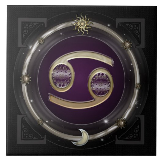 蟹座の(占星術の)十二宮図の印 タイル (正面)