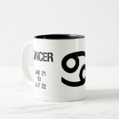 蟹座の(占星術の)十二宮図の印("勇敢なカニ") ツートーンマグカップ (正面左)