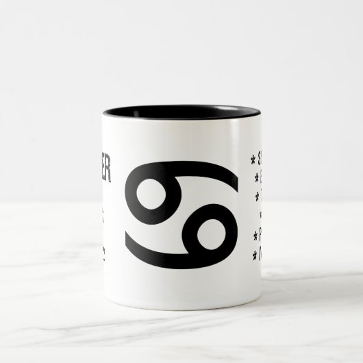 蟹座の(占星術の)十二宮図の印("勇敢なカニ") ツートーンマグカップ (中央)