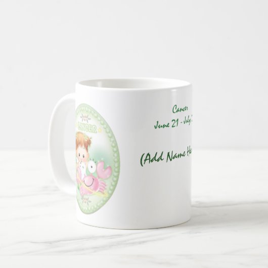 蟹座-パーソナライズな(占星術の)十二宮図のマグ コーヒーマグカップ (正面左)